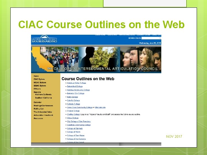CIAC Course Outlines on the Web NOV 2017 