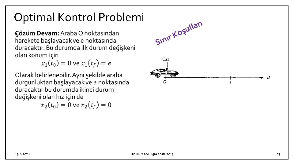 Optimal Kontrol Problemi ı r a l şul o K r ını • S