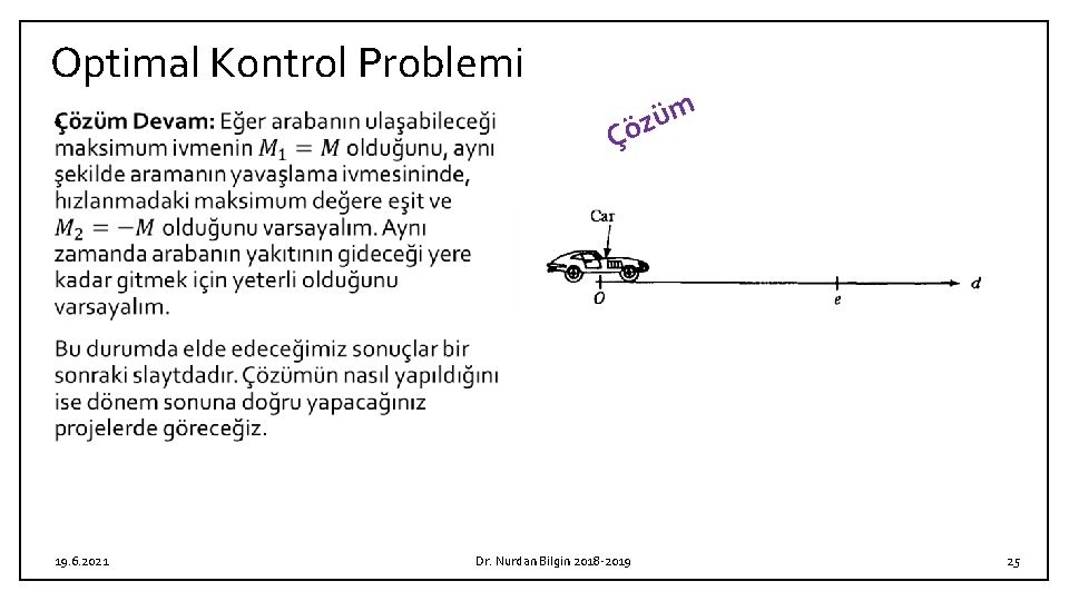 Optimal Kontrol Problemi • 19. 6. 2021 m ü z Çö Dr. Nurdan Bilgin