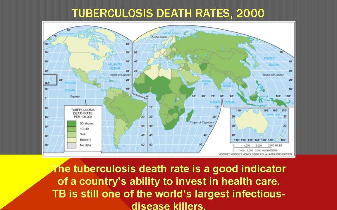 TUBERCULOSIS DEATH RATES, 2000 The tuberculosis death rate is a good indicator of a