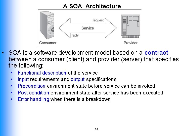 A SOA Architecture • SOA is a software development model based on a contract