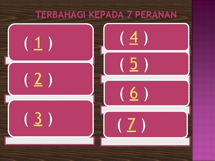 TERBAHAGI KEPADA 7 PERANAN (1) (2) (3) (4) (5) (6) (7) 