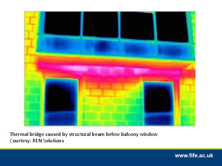 Thermal bridge caused by structural beam below balcony window Courtesy: REN Solutions 
