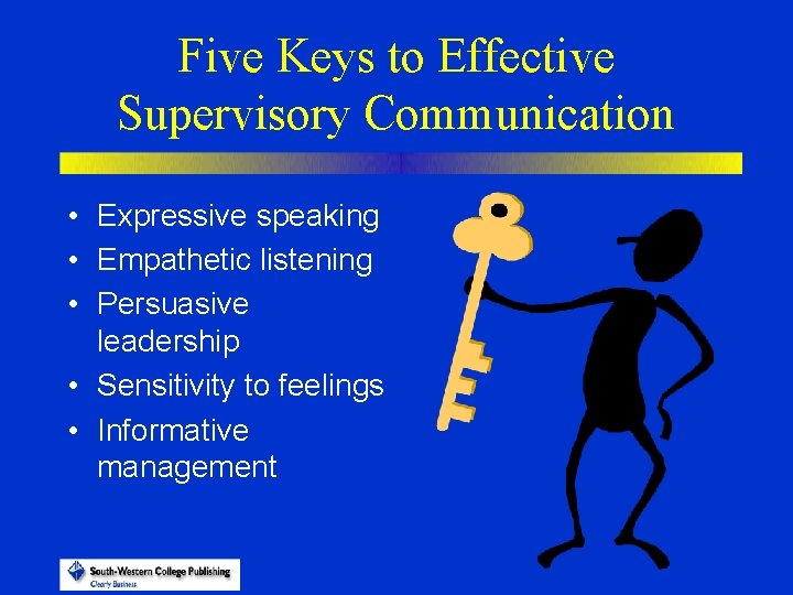 Five Keys to Effective Supervisory Communication • Expressive speaking • Empathetic listening • Persuasive