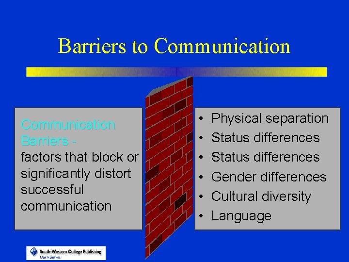 Barriers to Communication Barriers factors that block or significantly distort successful communication • •