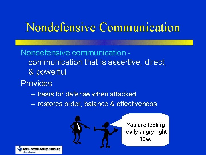 Nondefensive Communication Nondefensive communication that is assertive, direct, & powerful Provides – basis for