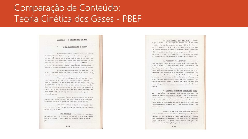 Comparação de Conteúdo: Teoria Cinética dos Gases - PBEF 