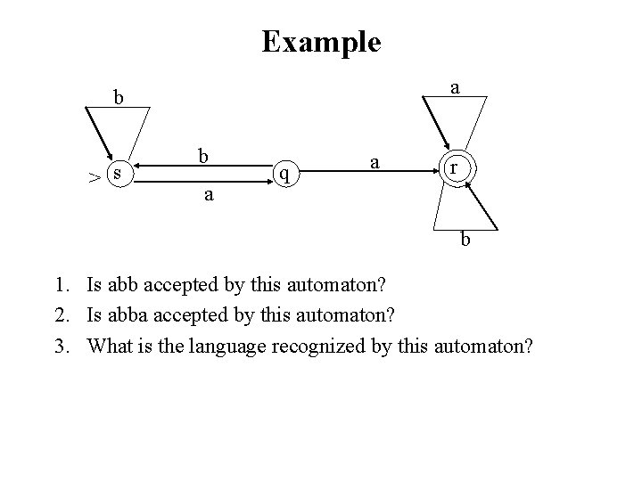 Example a b > s b a q a r b 1. Is abb