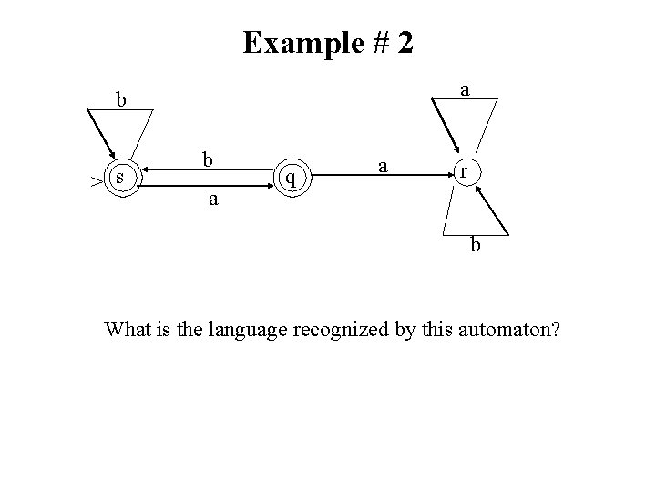 Example # 2 a b > s b a q a r b What