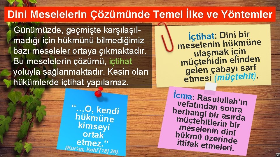 Dini Meselelerin Çözümünde Temel İlke ve Yöntemler Günümüzde, geçmişte karşılaşılmadığı için hükmünü bilmediğimiz bazı