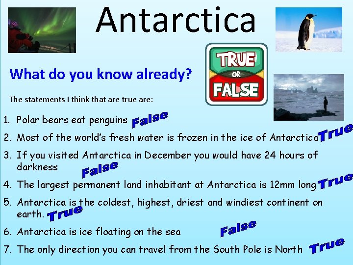 Antarctica Why are natural ecosystems important? Sustainable Ecosystems Understanding cold biomes (polar & tundra)