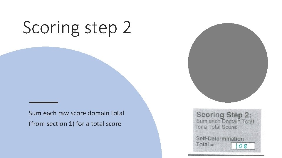 Scoring step 2 Sum each raw score domain total (from section 1) for a