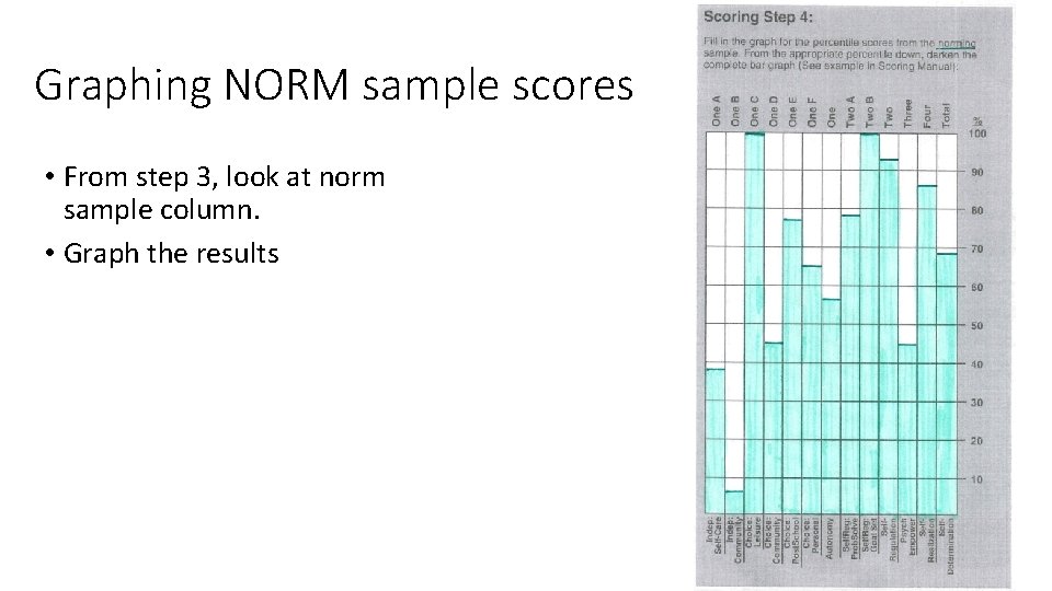 Graphing NORM sample scores • From step 3, look at norm sample column. •