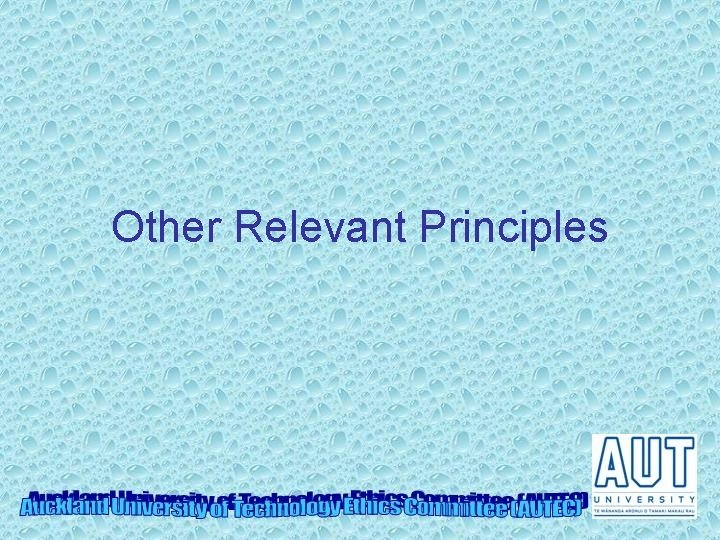 Other Relevant Principles 