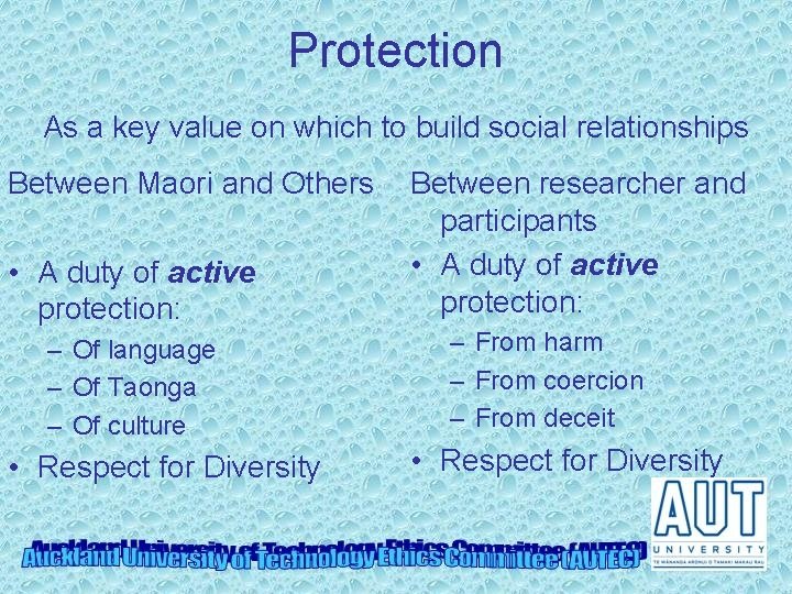 Protection As a key value on which to build social relationships Between Maori and