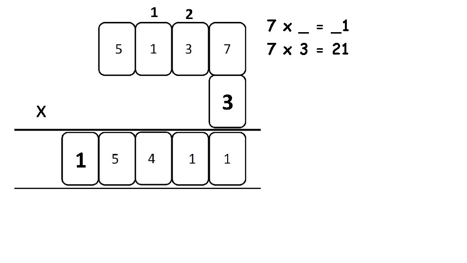 1 2 7 x _ = _1 7 x 3 = 21 3 1