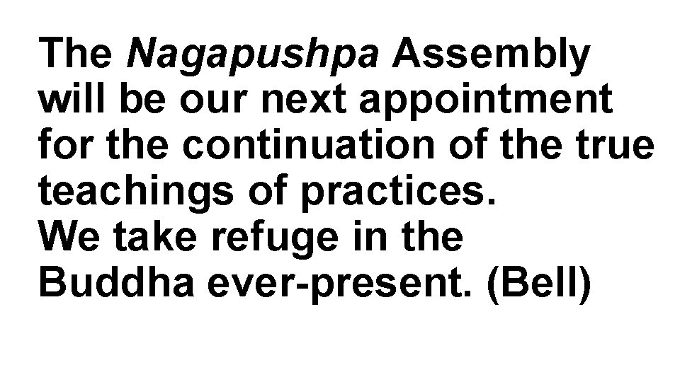 The Nagapushpa Assembly will be our next appointment for the continuation of the true