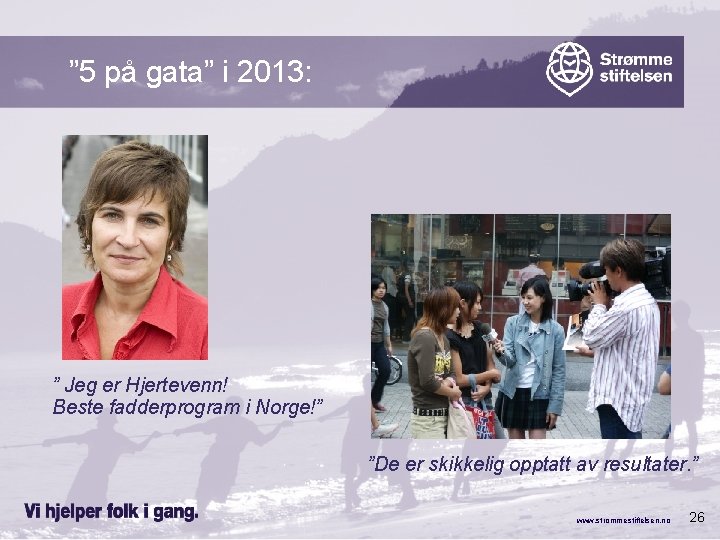 ” 5 på gata” i 2013: ” Jeg er Hjertevenn! Beste fadderprogram i Norge!”