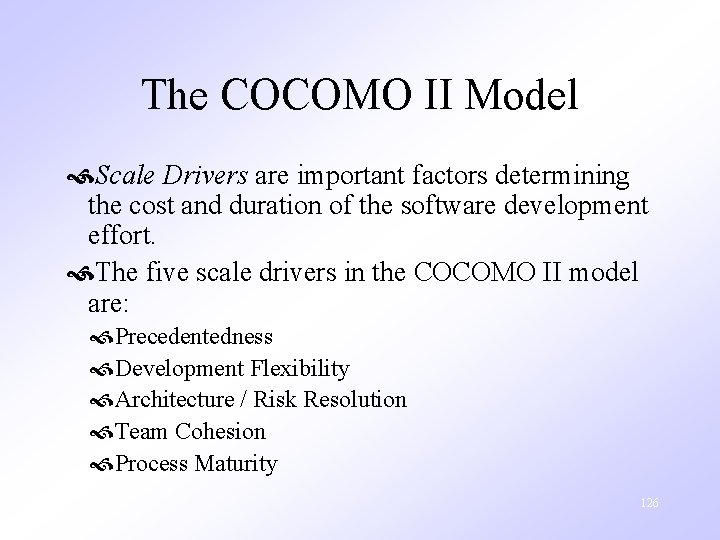 The COCOMO II Model Scale Drivers are important factors determining the cost and duration