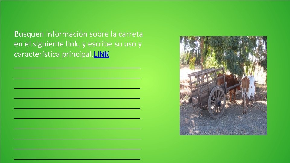 Busquen información sobre la carreta en el siguiente link, y escribe su uso y