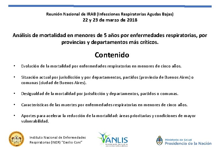 Reunión Nacional de IRAB (Infecciones Respiratorias Agudas Bajas) 22 y 23 de marzo de