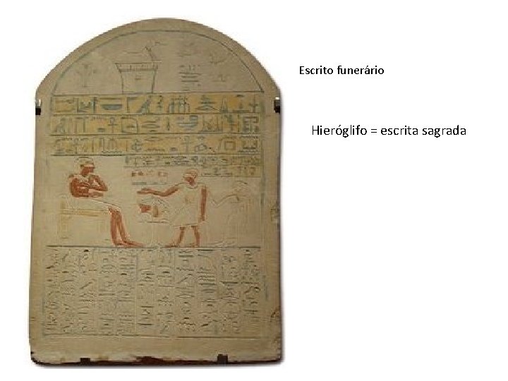 Escrito funerário Hieróglifo = escrita sagrada 