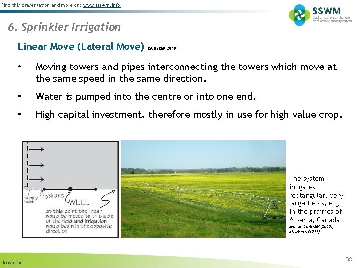 Find this presentation and more on: www. ssswm. info. 6. Sprinkler Irrigation Linear Move