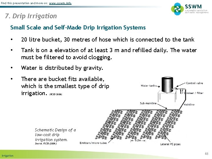 Find this presentation and more on: www. ssswm. info. 7. Drip Irrigation Small Scale