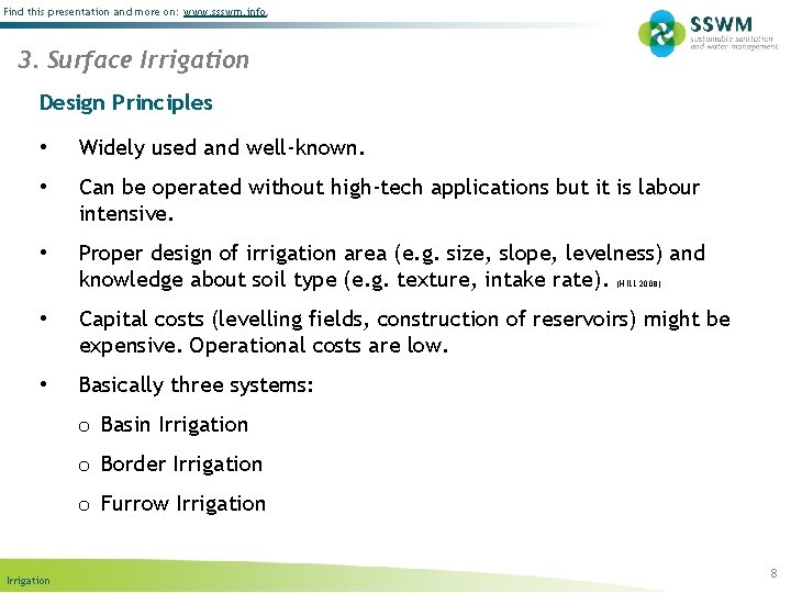 Find this presentation and more on: www. ssswm. info. 3. Surface Irrigation Design Principles