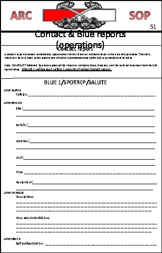 Contact & Blue reports (operations) Contact report 51 A contact report is issued immediately
