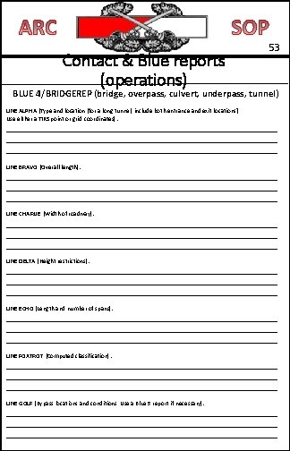 Contact & Blue reports (operations) 53 BLUE 4/BRIDGEREP (bridge, overpass, culvert, underpass, tunnel) LINE