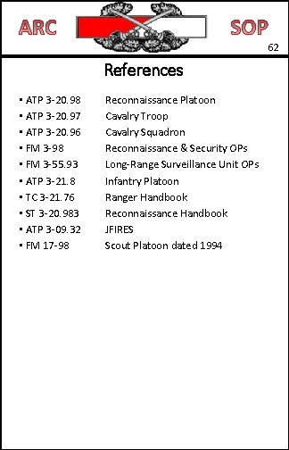 62 References • ATP 3 -20. 98 • ATP 3 -20. 97 • ATP