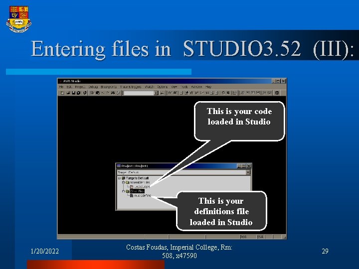 Entering files in STUDIO 3. 52 (III): This is your code loaded in Studio