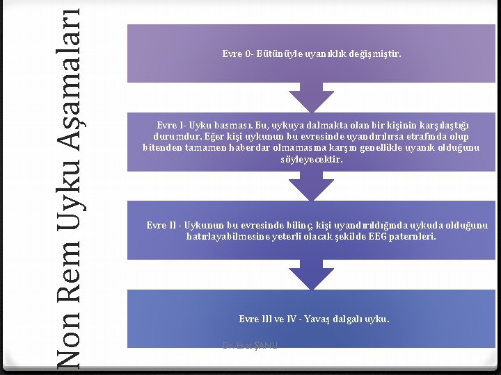 Non Rem Uyku Aşamaları Evre 0 - Bütünüyle uyanıklık değişmiştir. Evre I- Uyku basması.