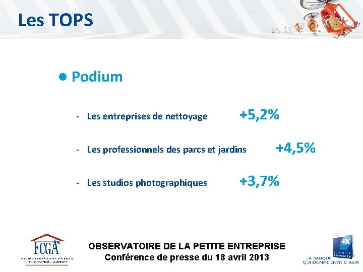 Les TOPS Podium ‐ Les entreprises de nettoyage +5, 2% ‐ Les professionnels des