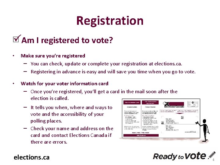 Registration Am I registered to vote? • Make sure you’re registered – You can