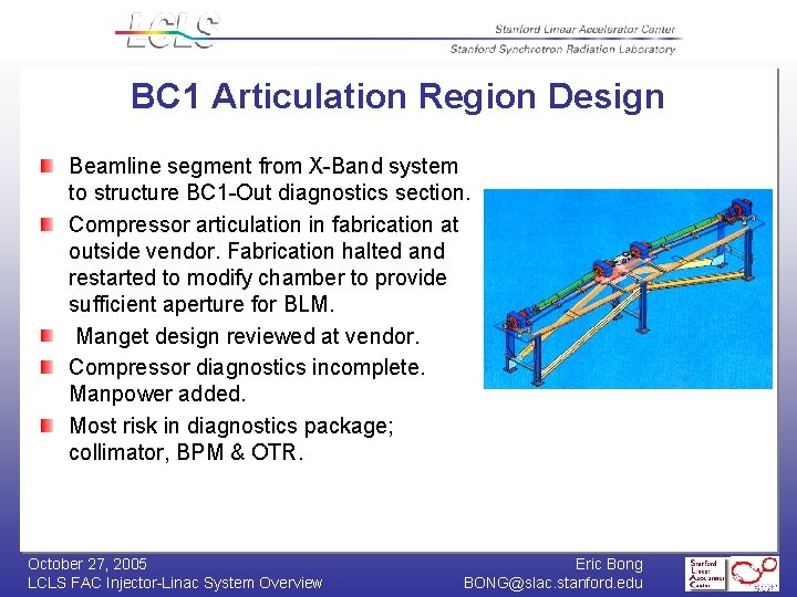 BC 1 Articulation Region Design Beamline segment from X-Band system to structure BC 1