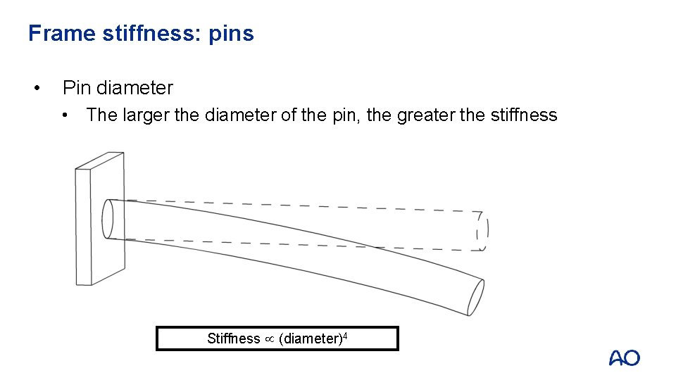 Frame stiffness: pins • Pin diameter • The larger the diameter of the pin,