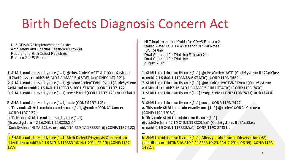 Birth Defects Diagnosis Concern Act HL 7 CDA® R 2 Implementation Guide: Ambulatory and