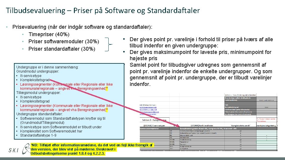 Tilbudsevaluering – Priser på Software og Standardaftaler • Prisevaluering (når der indgår software og