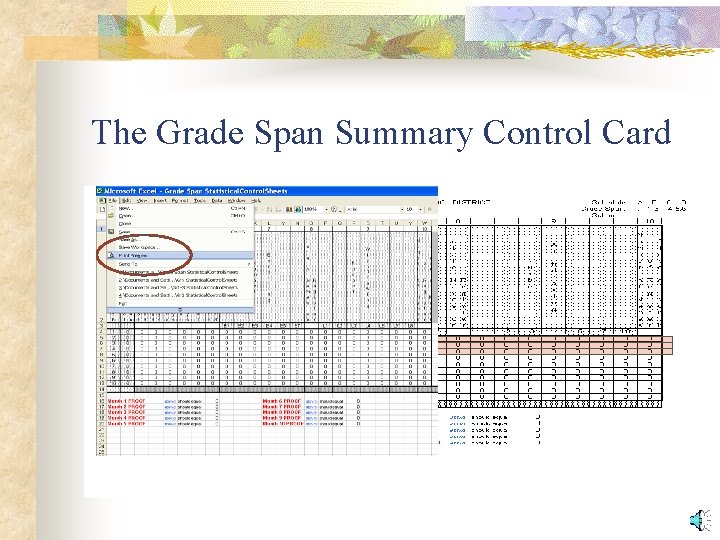 The Grade Span Summary Control Card 