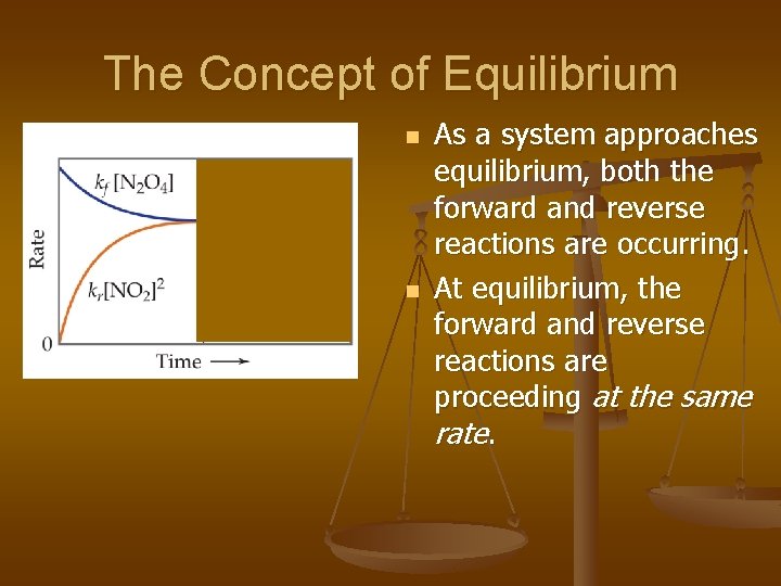 The Concept of Equilibrium n n As a system approaches equilibrium, both the forward