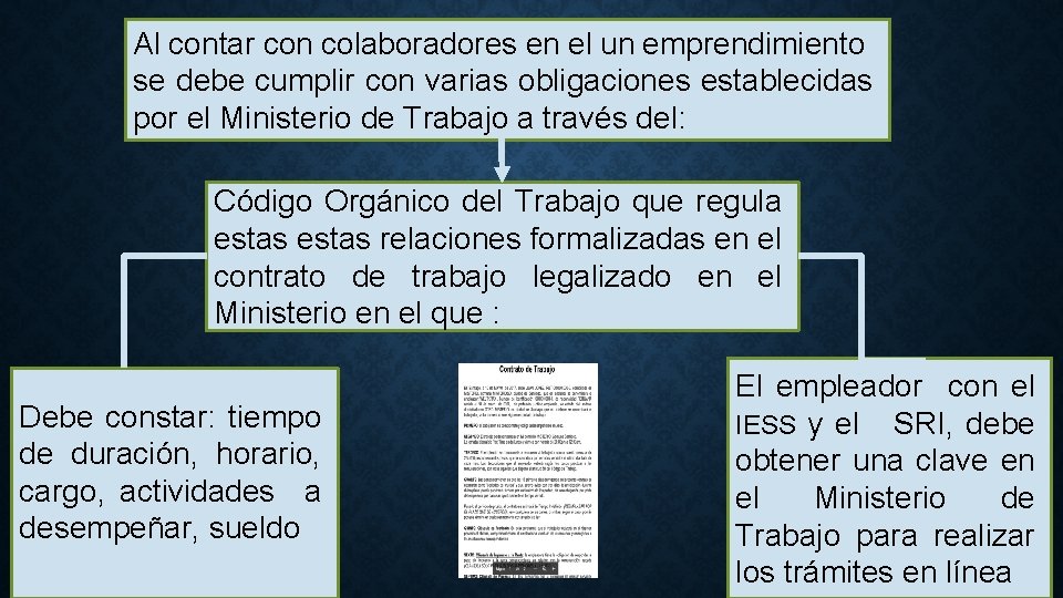 Al contar con colaboradores en el un emprendimiento se debe cumplir con varias obligaciones