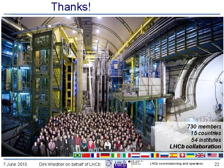 Thanks! 730 members 15 countries 54 institutes LHCb collaboration 7 June 2010 Dirk Wiedner