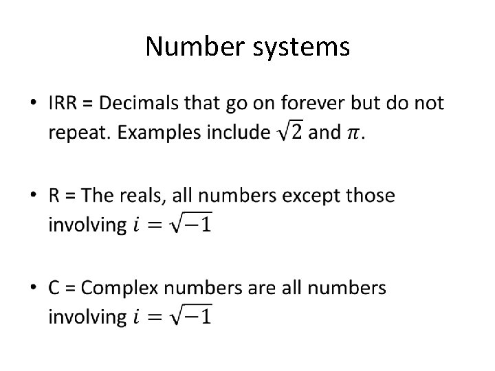 Number systems • 