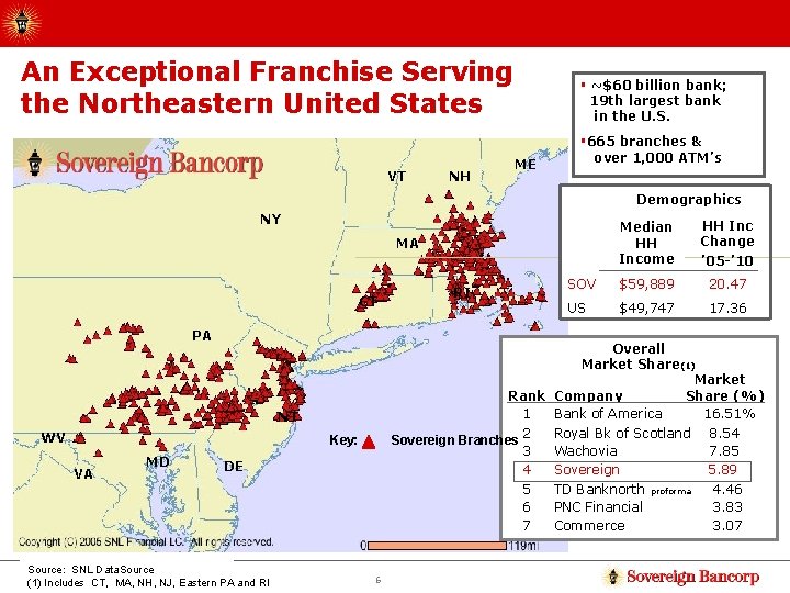 An Exceptional Franchise Serving the Northeastern United States VT NH § ~$60 billion bank;