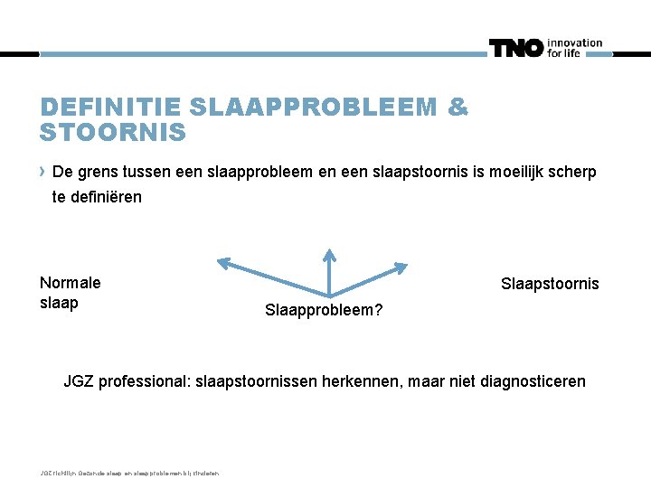 DEFINITIE SLAAPPROBLEEM & STOORNIS De grens tussen een slaapprobleem en een slaapstoornis is moeilijk