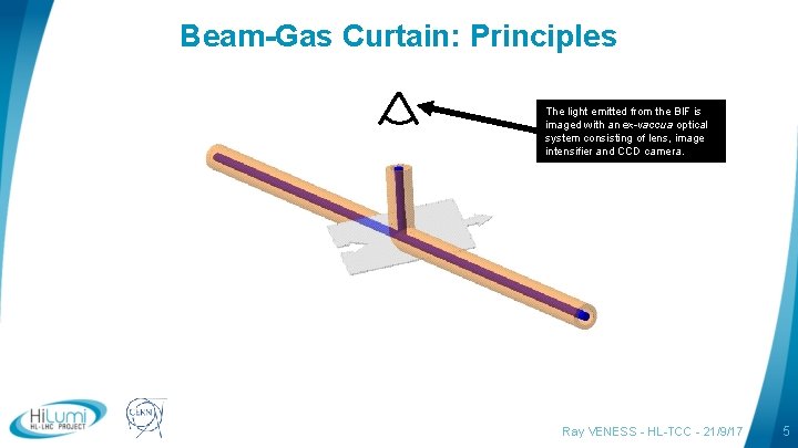 Beam-Gas Curtain: Principles The light emitted from the BIF is imaged with an ex-vaccua