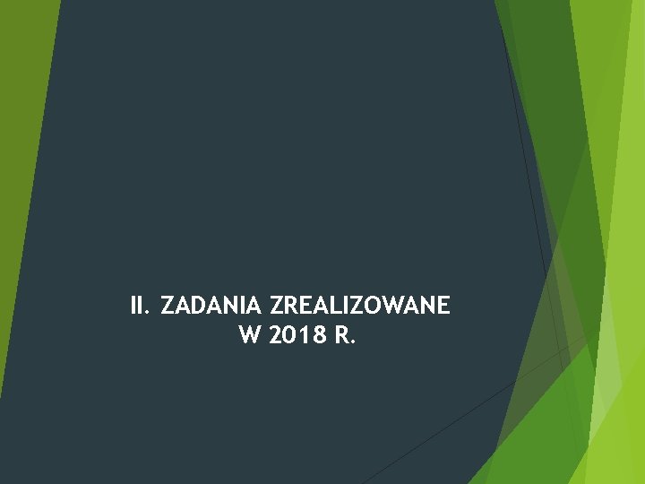 II. ZADANIA ZREALIZOWANE W 2018 R. 