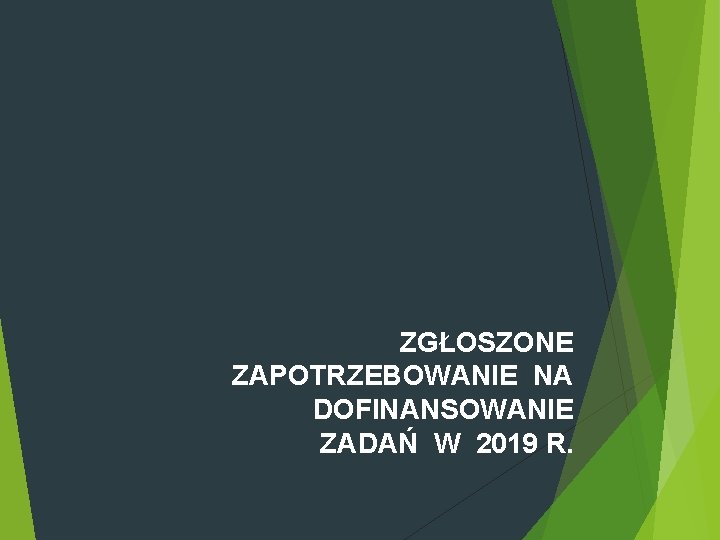 ZGŁOSZONE ZAPOTRZEBOWANIE NA DOFINANSOWANIE ZADAŃ W 2019 R. 